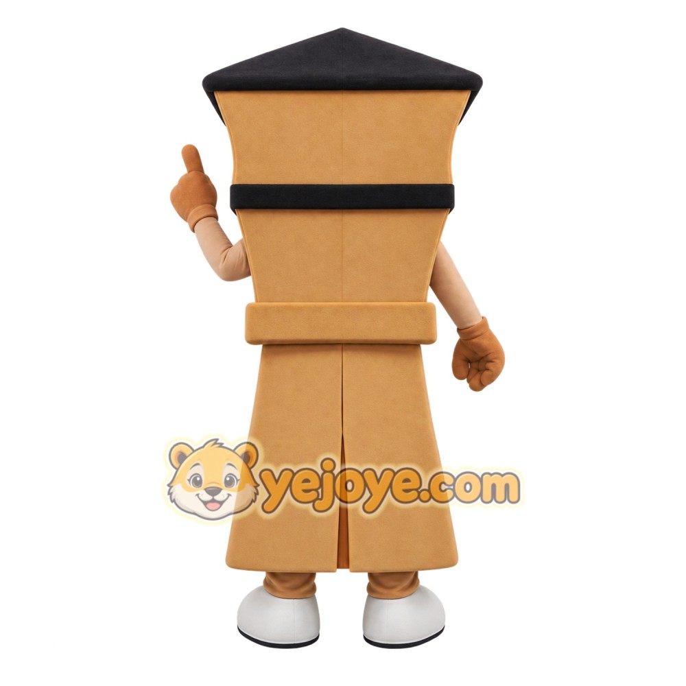 Tan Black Grandfather Clock Mascot Costume Tan Black Grandfather Clock Mascot Costume