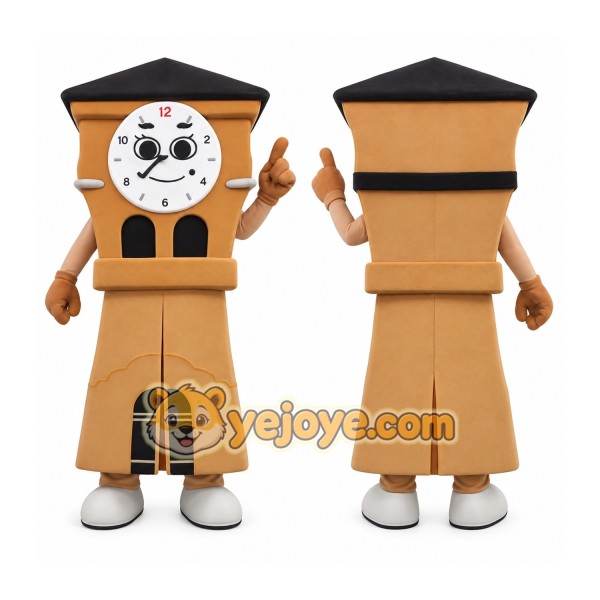 Tan Black Grandfather Clock Mascot Costume