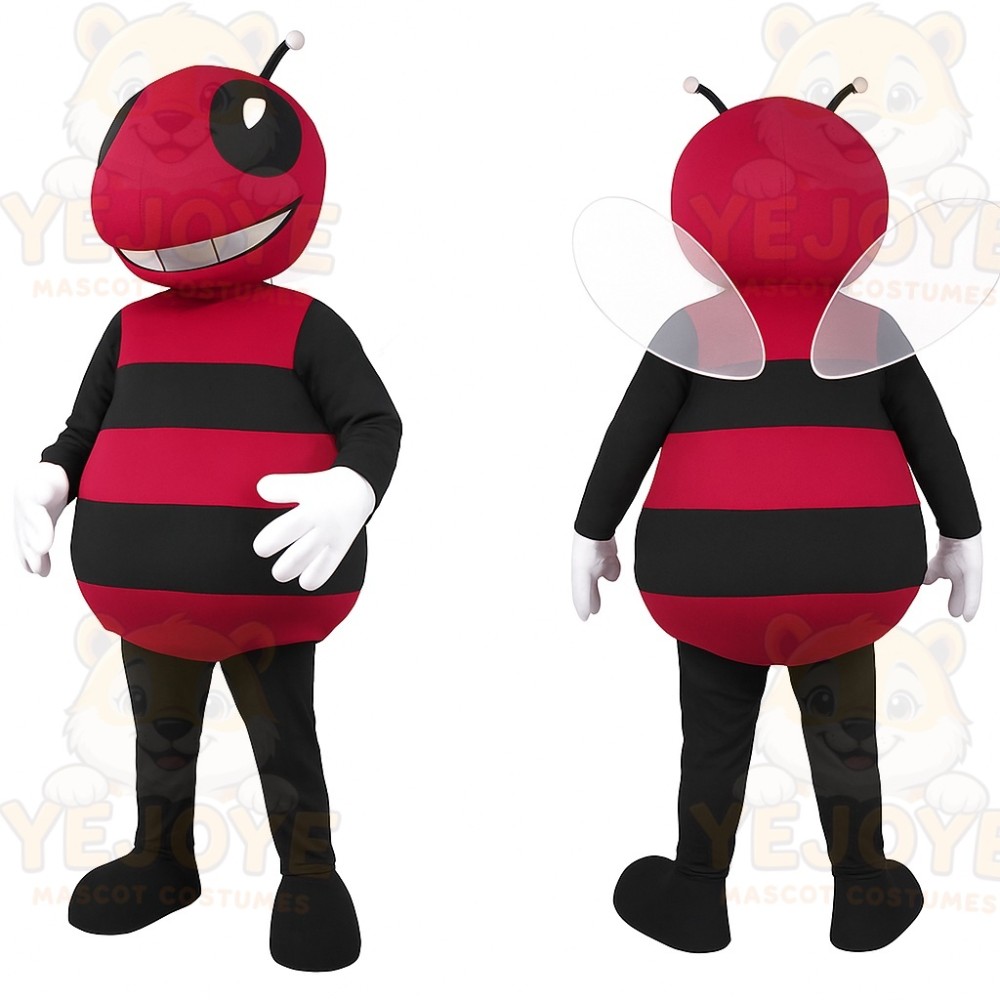 Red Black Bee Mascot Costume