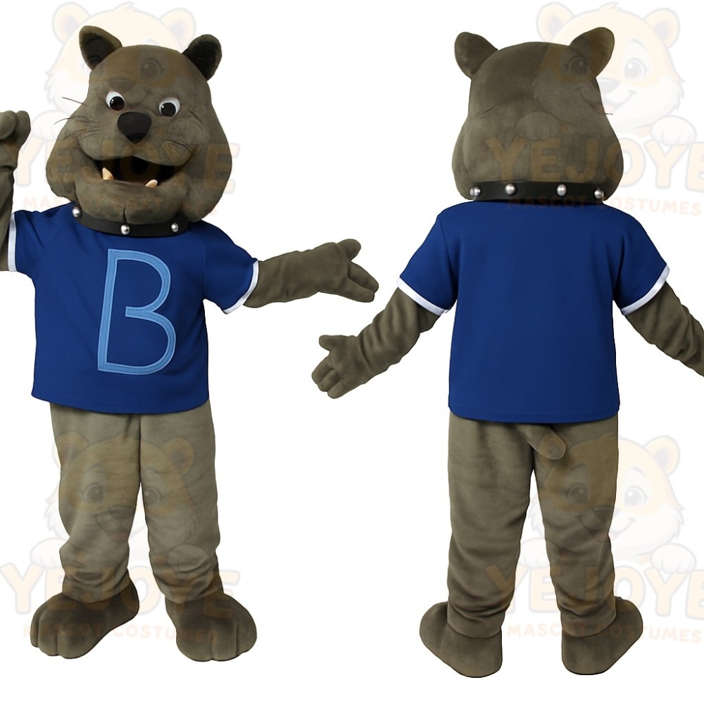 Gray Blue Bulldog Mascot Costume