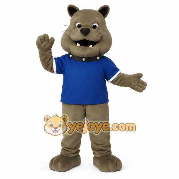 Gray Blue Bulldog Mascot Costume