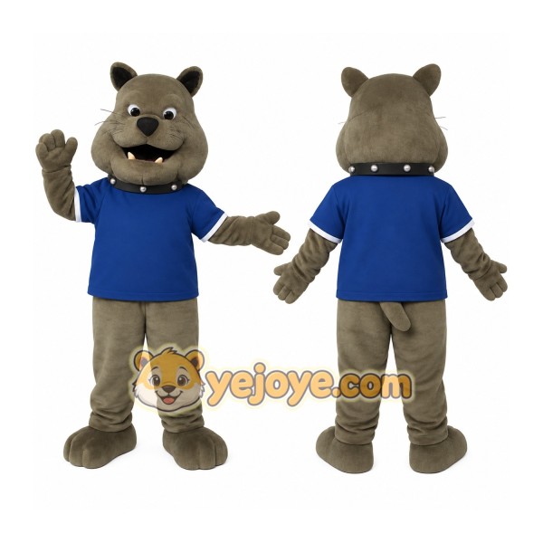 Gray Blue Bulldog Mascot Costume