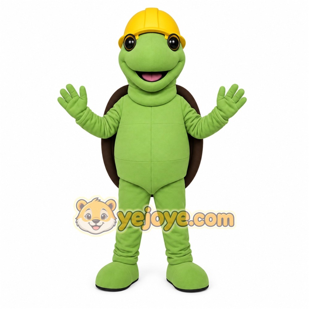 Green Yellow Construction Turtle Mascot Costume