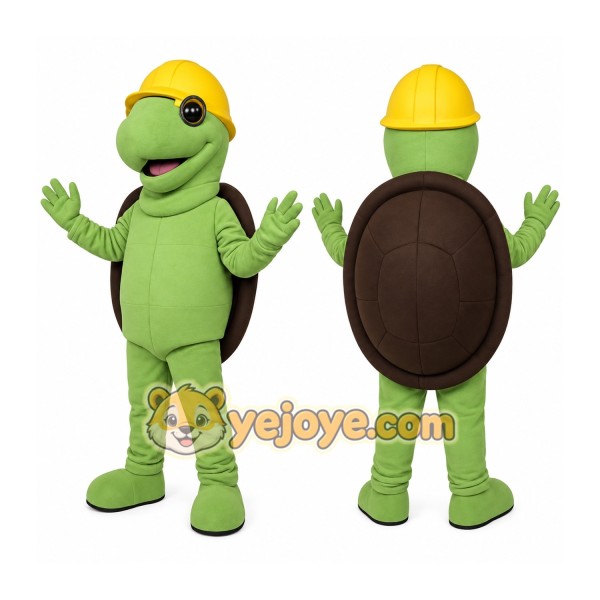 Green Yellow Construction Turtle Mascot Costume