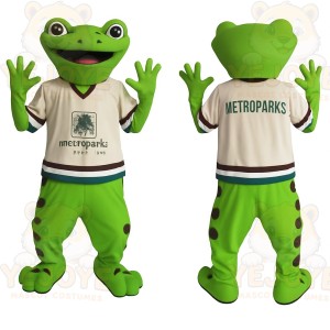 Green Frog With Cream Jersey Mascot Costume