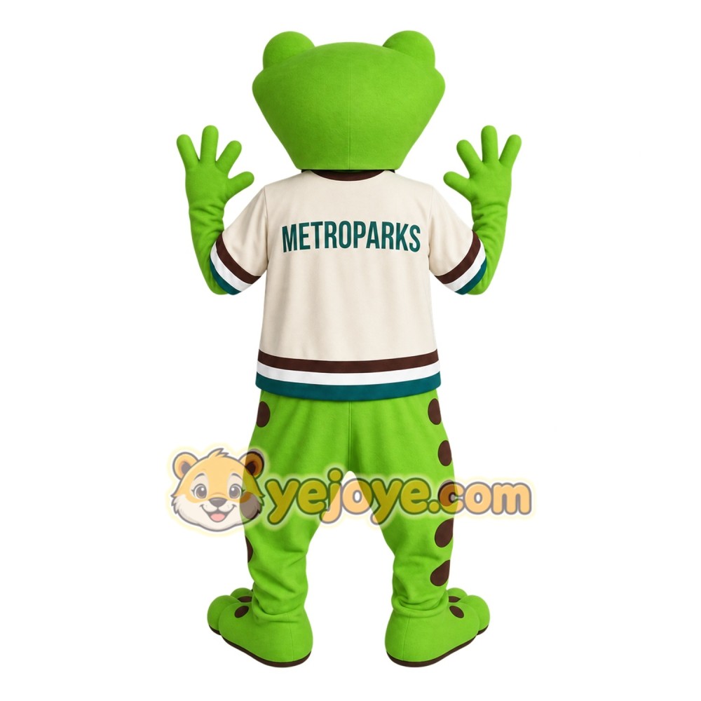 Green Frog With Cream Jersey Mascot Costume Green Frog With Cream Jersey Mascot Costume