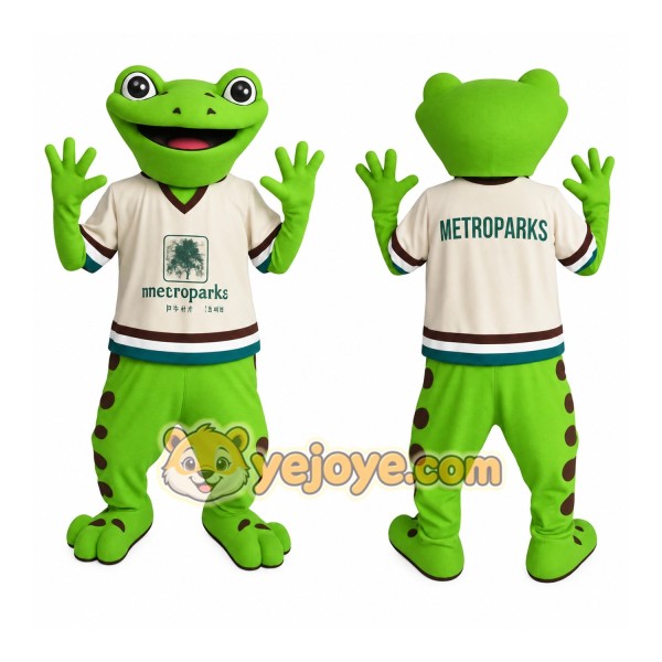 Green Frog With Cream Jersey Mascot Costume