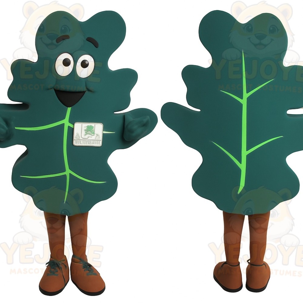 Dark Green Light Green Oak Leaf Mascot Costume