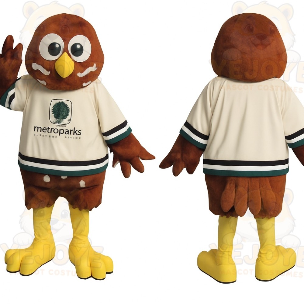 Brown Yellow Cream Owl Mascot Costume