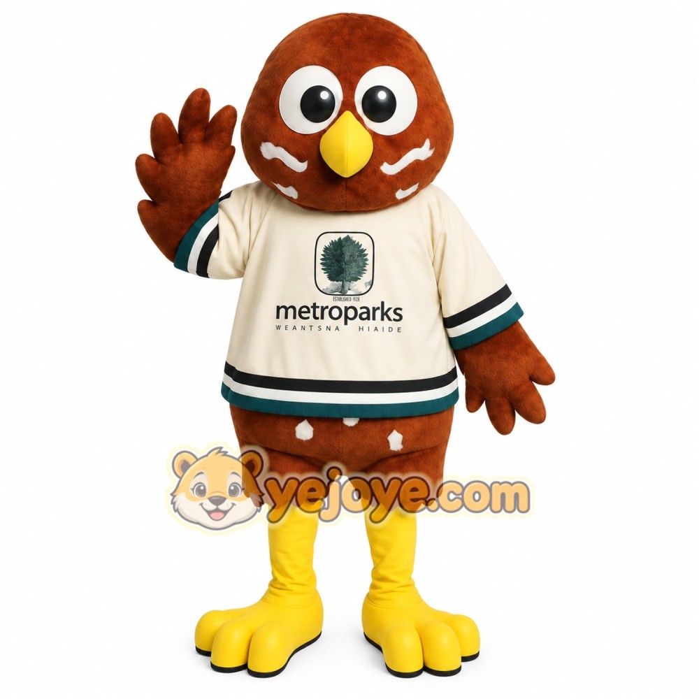 Brown Yellow Cream Owl Mascot Costume Brown Yellow Cream Owl Mascot Costume