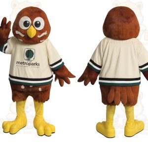 Brown Yellow Cream Owl Mascot Costume