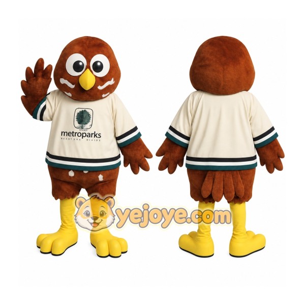 Brown Yellow Cream Owl Mascot Costume