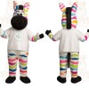 White Rainbow Striped Zebra Mascot Costume