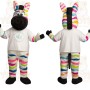 White Rainbow Striped Zebra Mascot Costume