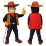 Navy Red Brown Cowboy Man Mascot Costume