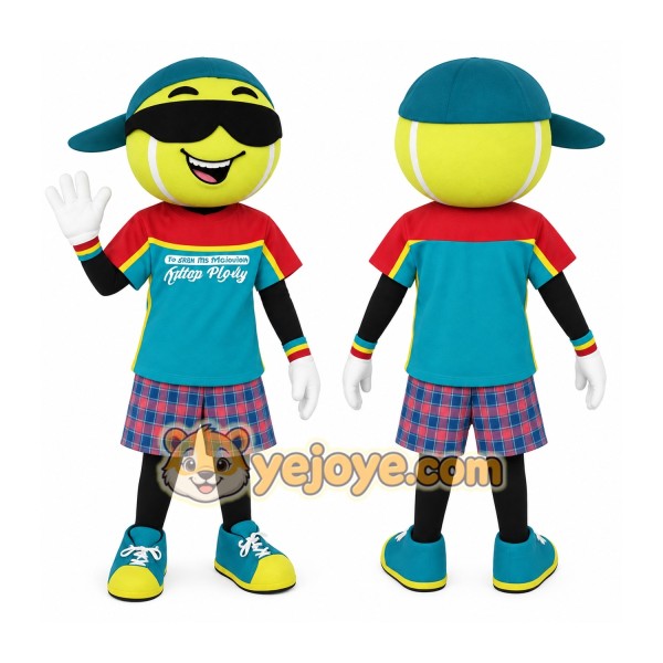 Yellow Teal Red Tennis Ball Mascot Costume