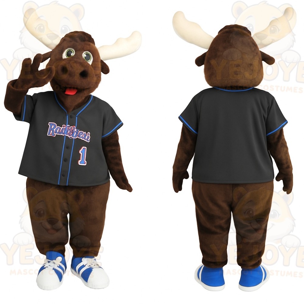 Brown Cream Moose Baseball Mascot Costume