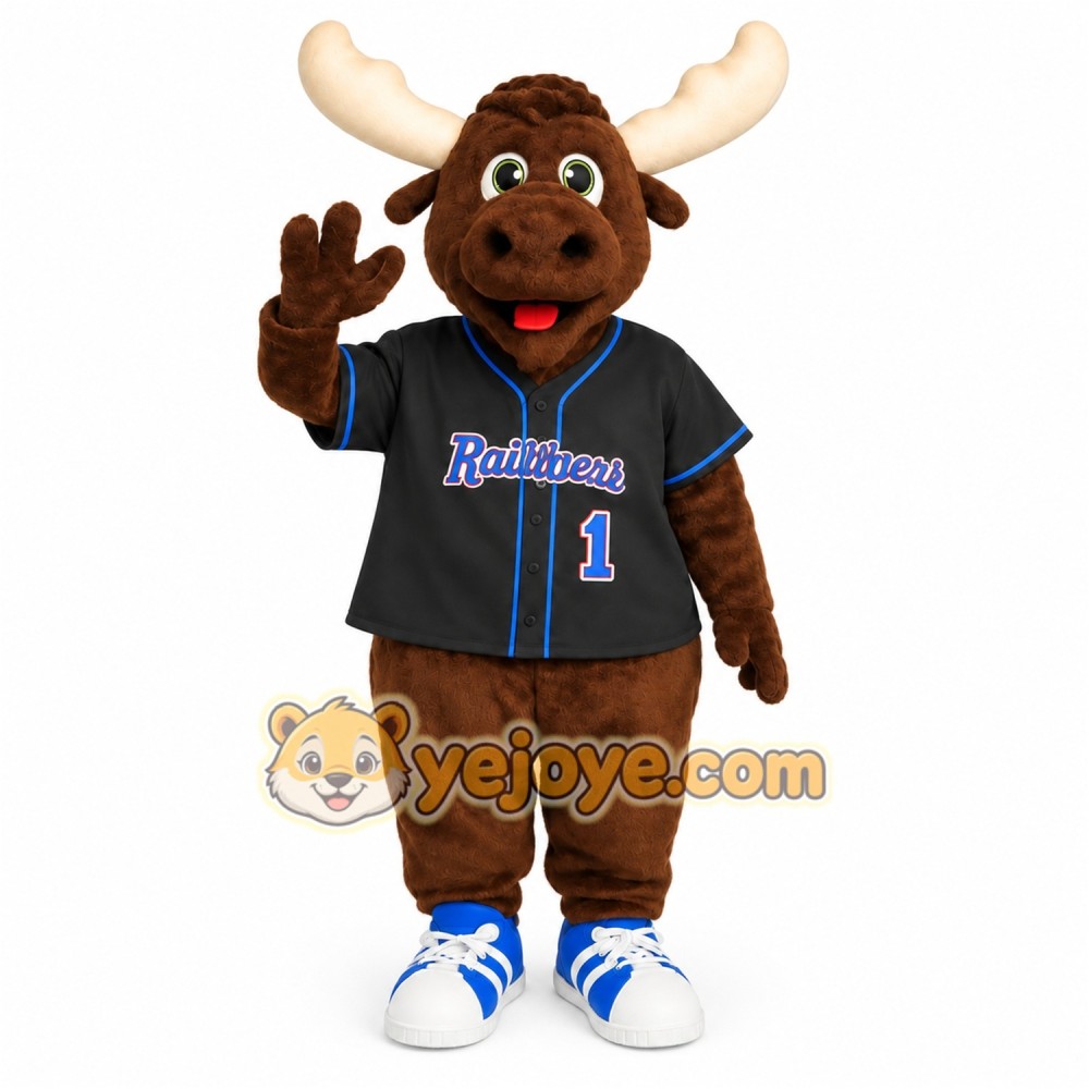 Brown Cream Moose Baseball Mascot Costume