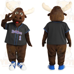 Brown Cream Moose Baseball Mascot Costume
