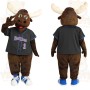 Brown Cream Moose Baseball Mascot Costume