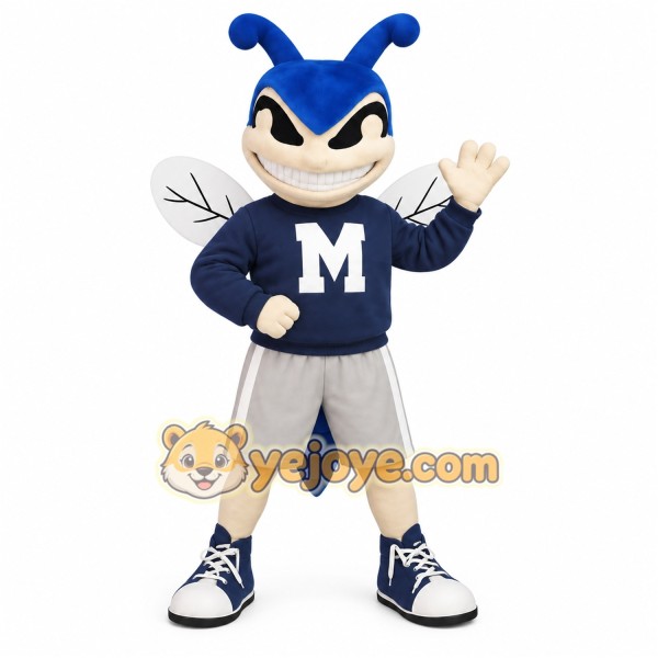 Blue White Hornet Mascot Costume
