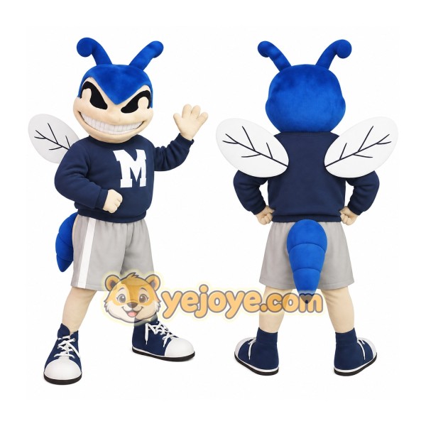 Blue White Hornet Mascot Costume