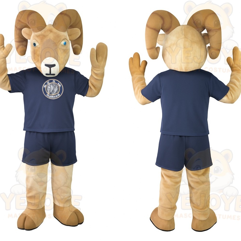 Tan Navy Bighorn Ram Mascot Costume