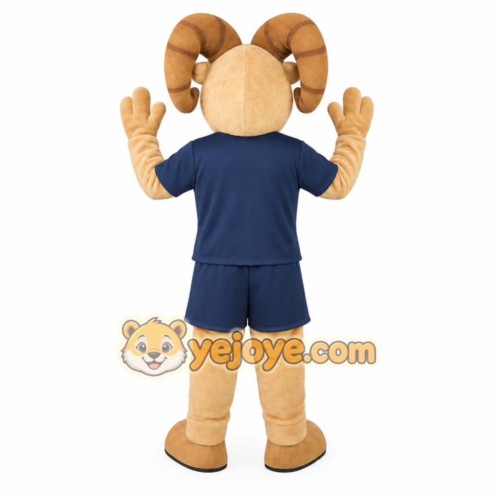 Tan Navy Bighorn Ram Mascot Costume Tan Navy Bighorn Ram Mascot Costume