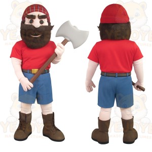 Red Blue Bearded Lumberjack Mascot Costume