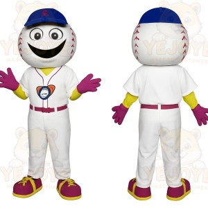 White Blue Baseball Player Mascot Costume