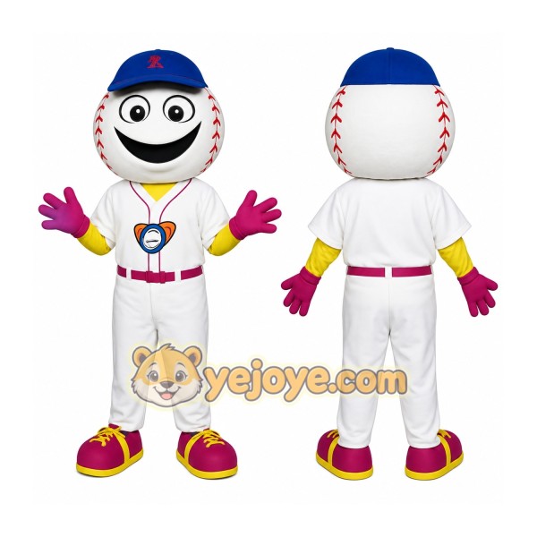 White Blue Baseball Player Mascot Costume