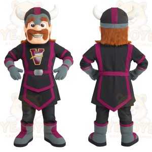 Black Magenta Gray Viking Mascot Costume