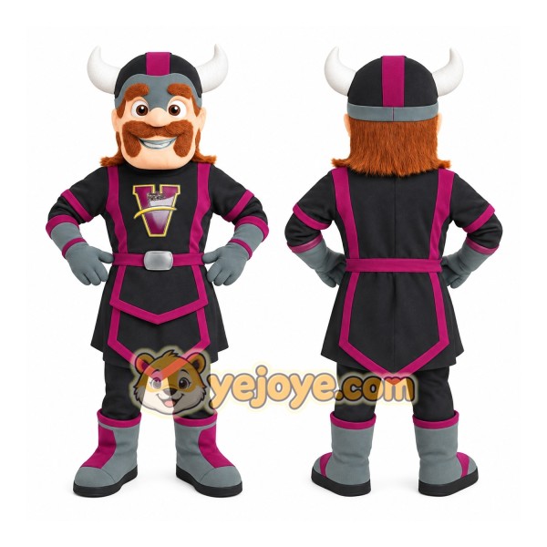Black Magenta Gray Viking Mascot Costume