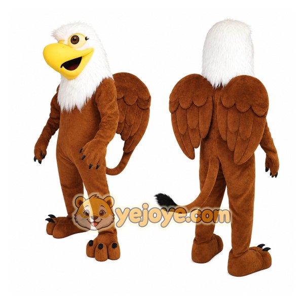Brown White Bald Eagle Mascot Costume