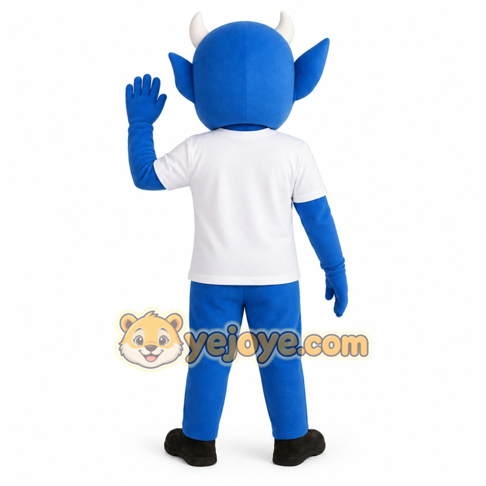 Blue White Horned Devil Mascot Costume Blue White Horned Devil Mascot Costume