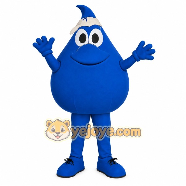 Blue Smiling Water Droplet Mascot Costume