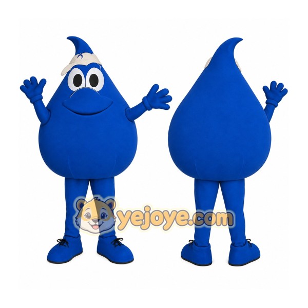 Blue Smiling Water Droplet Mascot Costume