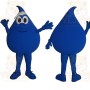 Blue Smiling Water Droplet Mascot Costume