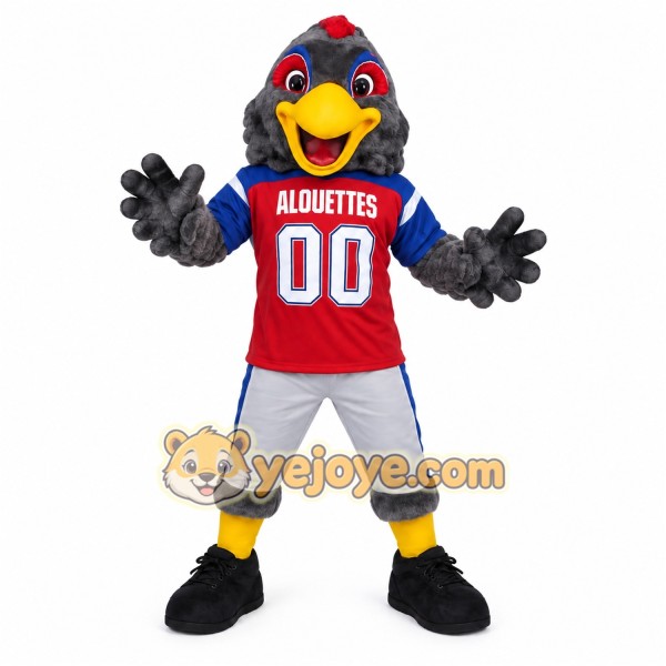 Gray Yellow Red Blue Bird Mascot Costume