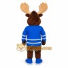 Brown Moose Blue Jersey Mascot Costume