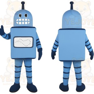 Light Blue Dark Navy Robot Mascot Costume