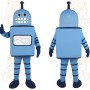 Light Blue Dark Navy Robot Mascot Costume