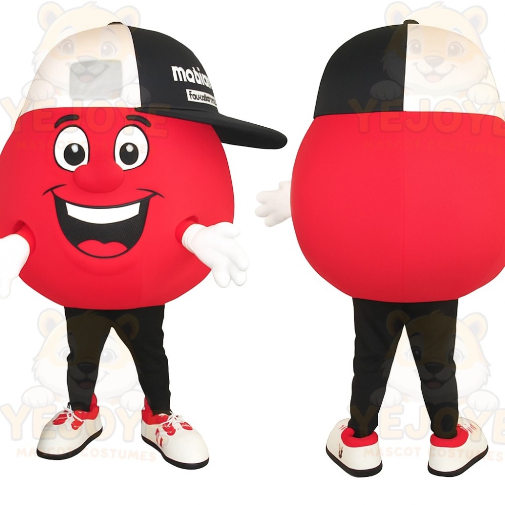 Red Black White Cap Ball Mascot Costume