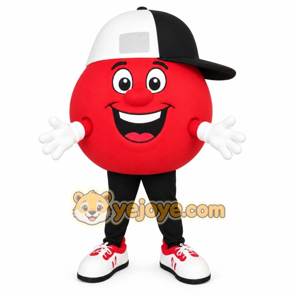 Red Black White Cap Ball Mascot Costume