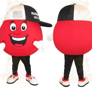 Red Black White Cap Ball Mascot Costume