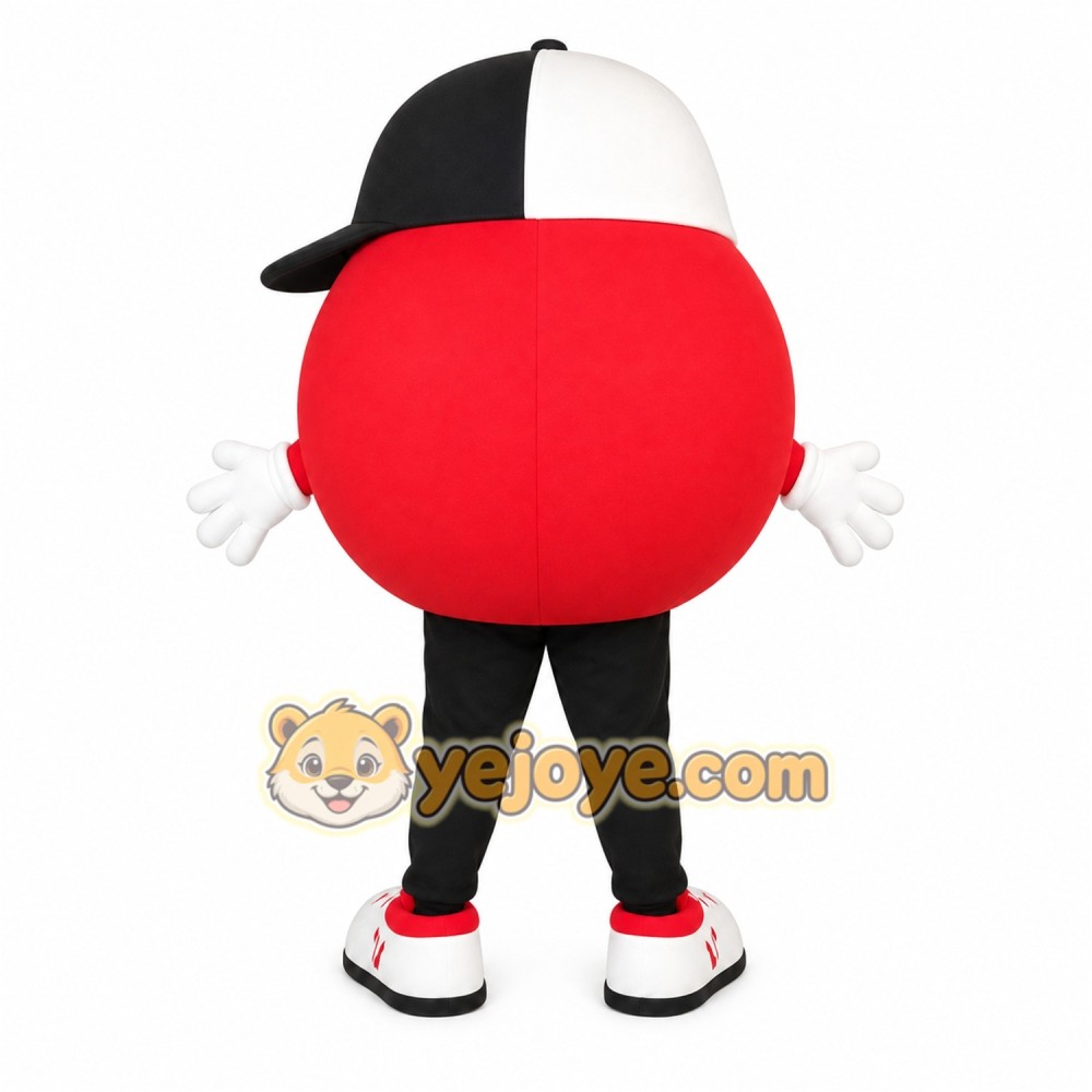Red Black White Cap Ball Mascot Costume Red Black White Cap Ball Mascot Costume