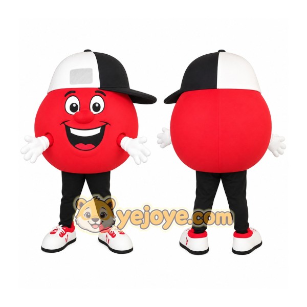 Red Black White Cap Ball Mascot Costume