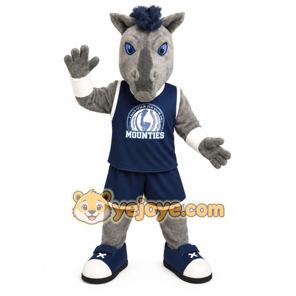 Gray Navy Basketball Horse Mascot Costume