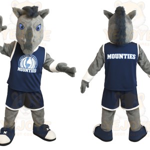 Gray Navy Basketball Horse Mascot Costume
