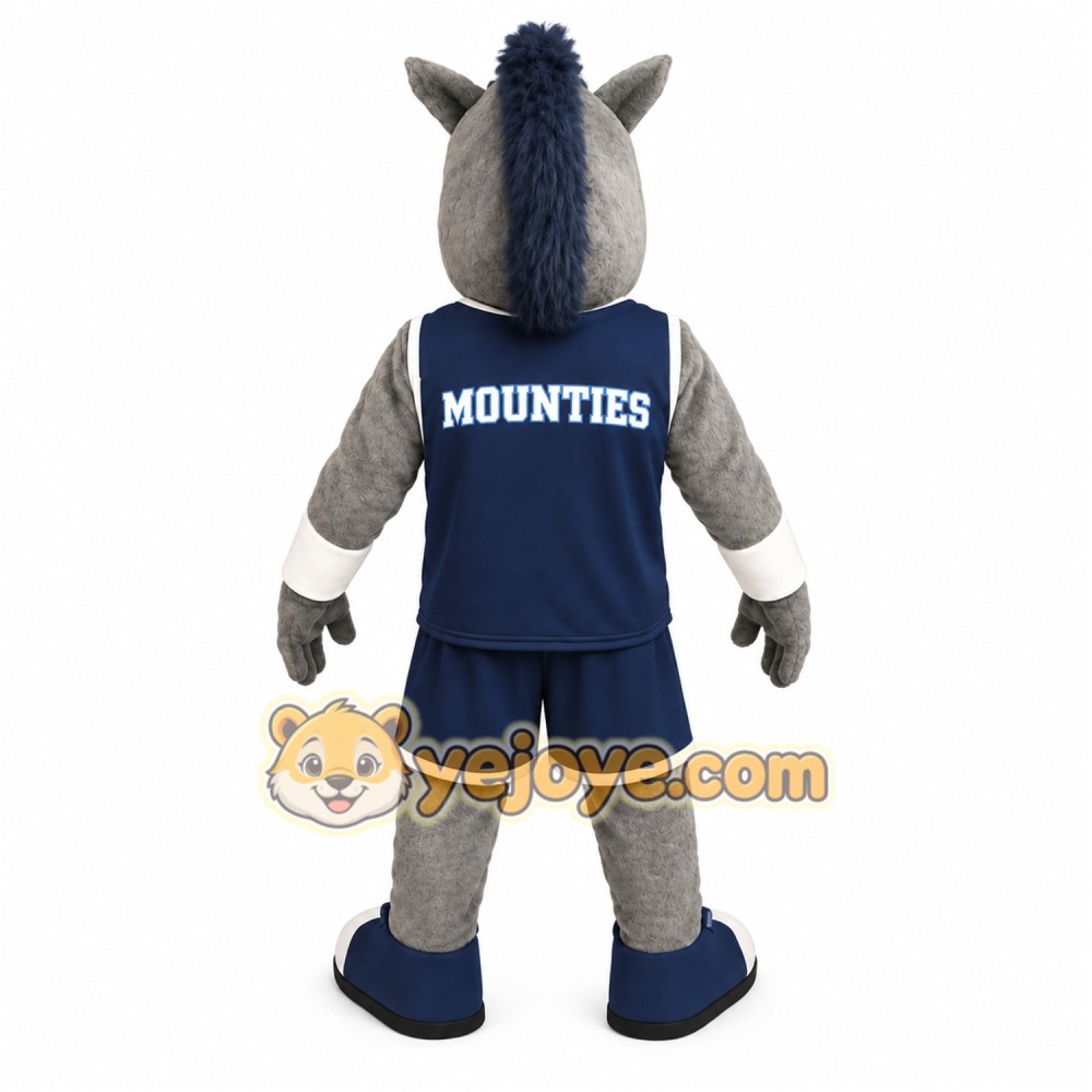 Gray Navy Basketball Horse Mascot Costume Gray Navy Basketball Horse Mascot Costume